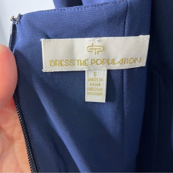 Dress The Population Carmen Dress Blue Size Small Curve Hugging Trumpet Gown - Picture 10 of 12